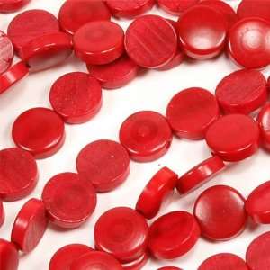  13x4mm Rich Red Disc Shaped Tagua Bead Strand Arts 