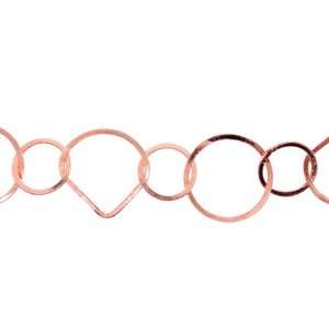 Genuine Copper Chain: Big Circle 30mm, Small Circle 19mm, Drop 30x32mm 