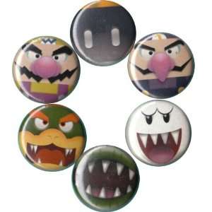  Super Mario Brothers Villains Buttons Pins Badges 