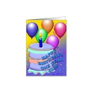  Birthday Boy Blue Cake 1 Year Old Card Toys & Games