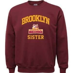 Brooklyn College Bulldogs Maroon Youth Sister Arch Crewneck Sweatshirt