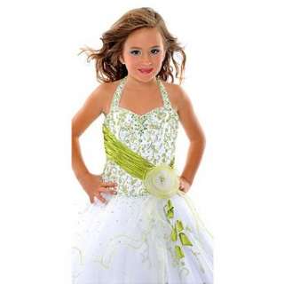  Posh Angels White Halter Sequin Tulle Toddler Girl Pageant 