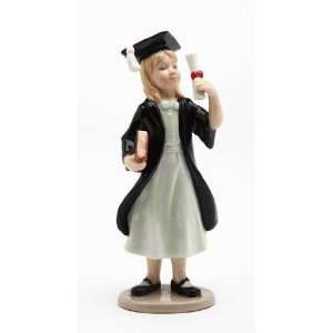  5.125 inch Ceramic Graduate Young Girl Statue Holding His 