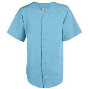 Poly Cotton Full Button Down Custom Baseball Jerseys 44 COLUMBIA BLUE 