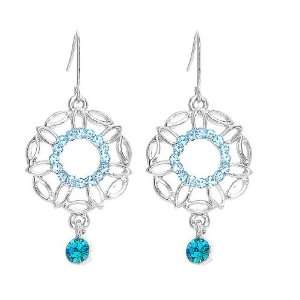     High Quality Antique Earrings with Blue Swarokvski Crystals (1392