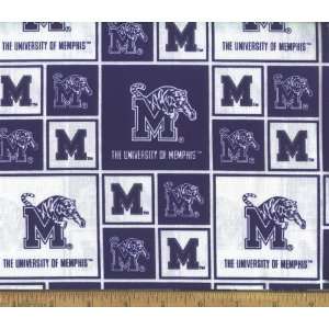   Fabric University of Memphis Tigers Blue/white Fabric By the Yard
