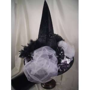  Elsie Massey #17000 New Victorian Witch Hat Black w/ White 