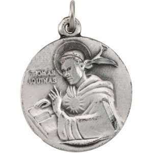 Sterling Silver 18.00 mm St. Thomas Aqinas Medal With 18.00 Inch Chain
