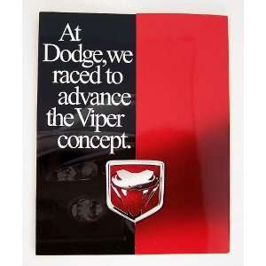  1999 Dodge Viper GTSR Concept Auto Show Sales Brochure 