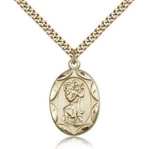    St. Gold Fil Saint Christopher Medal 1x5/8 Pendant Neck: Jewelry