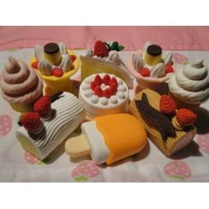  Japanese Iwako Take Apart Erasers: Log Cake, Ice Cream Etc 