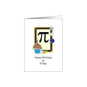  Pi Day Birthday Card with Cupcake Soccer Golf Ball Sports 