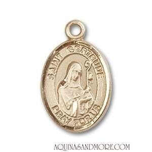  St. Gertrude of Nivelles Small 14kt Gold Medal: Jewelry