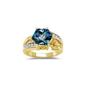 18 Cts Diamond & 3.36 Cts Swiss Blue Topaz Ring in 14K Two Tone Gold 