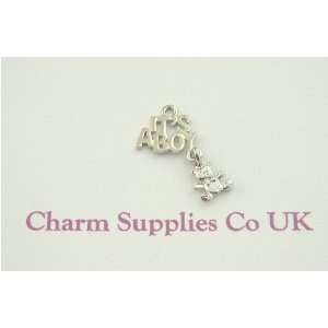 Its a Boy Charm with Teddy Bear   Silver Plated   New Baby:  