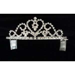  Wedding Tiara Enchanted Heart Rhinestone Bridal Crown with 