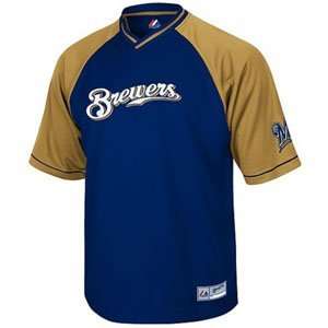  Milwaukee Brewers V Neck Full Force Jersey (Navy)   Large 