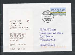 ATM687 Germany Bund FDC 1998 ATM stamp with ticket fq COMBINE SHIPPING 