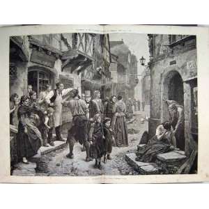  1882 Street Scene Police Arrest Families Antique Art: Home 