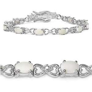  3.35 Carat Genuine Opal Ovals Silver Bracelet Jewelry