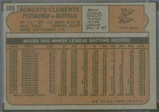 1972 Topps 309 Roberto Clemente PSA 8 (0351)  