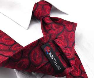 sku a01 050 modern red and black paisleys necktie men silk ties hanky 