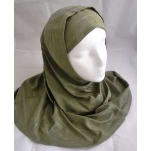  Sage Green 2 Piece Al Amira Hijab with Stripes Texture 