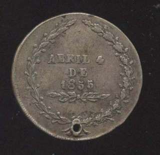BOLIVIA POTOSI BEAUTIFUL 1855 SILVER COIN MEDAL  