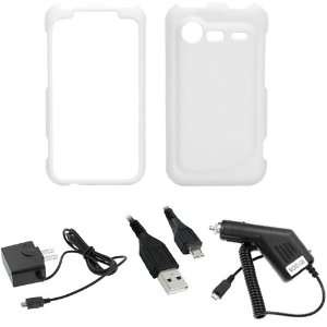  GTMax White Hard Snap On Case + Car Charger + Home Charger 