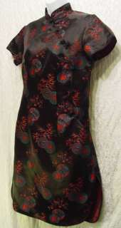 New BLACK BROCADE Korean CHEONGSAM Mandarin Dress! M/L  