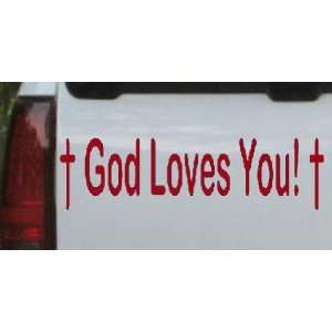 Red 22in X 6.3in    God Loves You Christian Car Window Wall Laptop 
