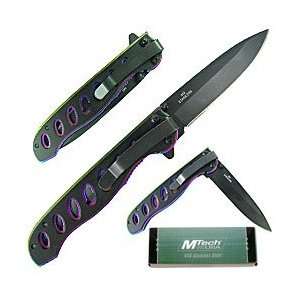 440 Stainless Steel Ti Coated Folder, Black Handle Sports 