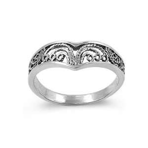  Sterling Silver Plain Ring   Filigree   size 8: Jewelry