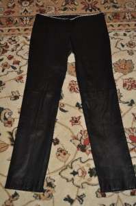 6K Chanel 09A Black Leather Pants Pearl Belt 34 36 NEW  