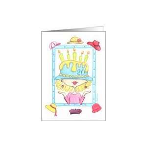  Lady in Birthday Hat 20th Birthday Card Toys & Games