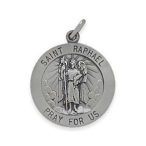 Sterling Silver Saint Raphael 22mm Religious Medal Medallion with 
