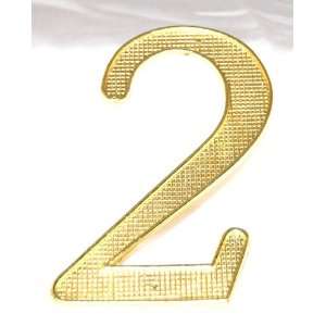  Number 2 Retro 4 Polished Brass House Number: Home 