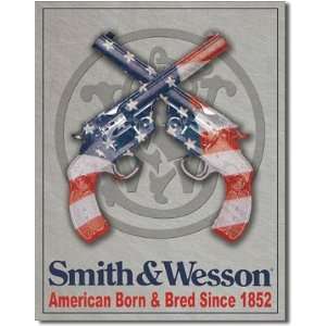  Smith & Wesson   American Born Metal Tin Sign 12.5W x 16 
