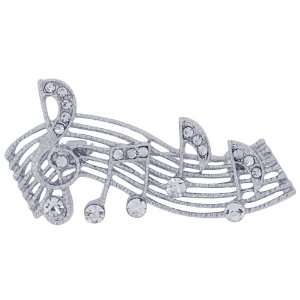  Silver Music Note Austrian Crystal Brooches Pins: Jewelry