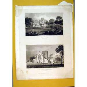  1831 View St Asaph Flintshire Cathedral Antique Print 