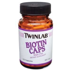  TwinLab   Biotin Caps, 600 mcg, 100 capsules: Health 