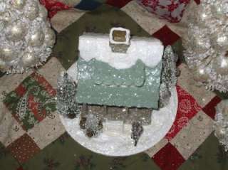 Vintage Style Putz Christmas Small Log Cabin House Cottage  