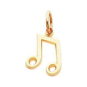  10K Yellow Gold Two Eighths Musical Note Charm Jewelry