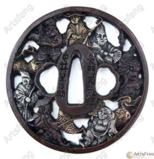 TC134 JP SAMURAI SWORD KATANA GUARD SEVEN GODS TSUBA  