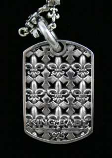 King Baby Studio MB Cross Fleur De Lis Dog Tag Necklace  