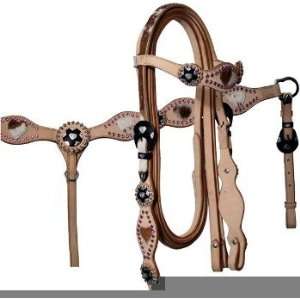  Showman Headstall and Breast Collar with Pink Gems: Sports 