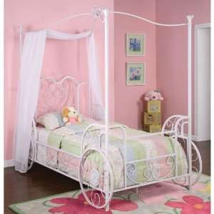 Powell 374 042 Princess Emily Vintage Carriage Canopy Twin Size Bed in 