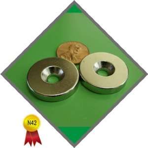  1 Pair N42 Countersunk Ring Magnet 1 X 3/16 Thick 