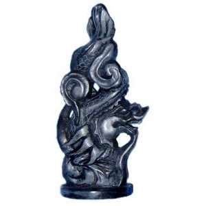  Asian Dragon sculpture   hand carved stone   black: Home 