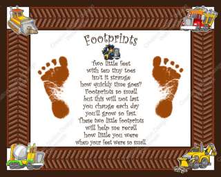 Construction Theme Babys Footprints with Poem  